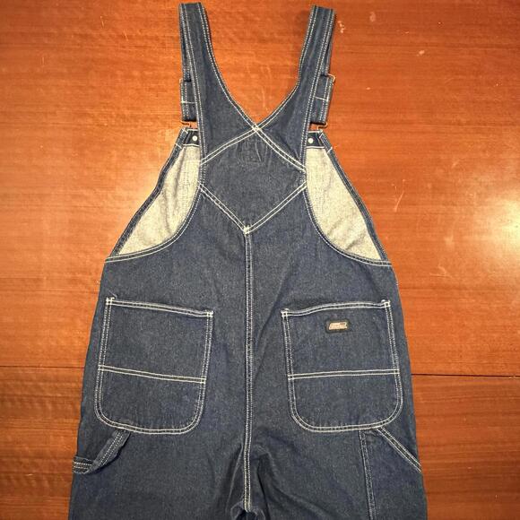 Genuine Dickies Denim Bib Overalls Mens Medium MR Blue Workwear Festival - Picture 5 of 15